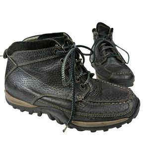Woodland Black Leather Chukka Adventure Tie Up Outdoorsy Hiking Boots Size 8